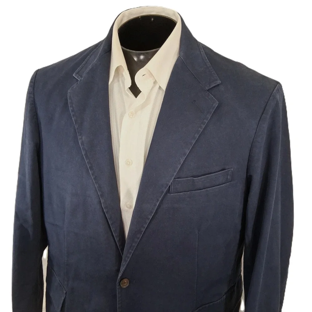 Polo Ralph Lauren Blazer XXL 46R Blue Unstructured Cotton Sport Coat Double Vent